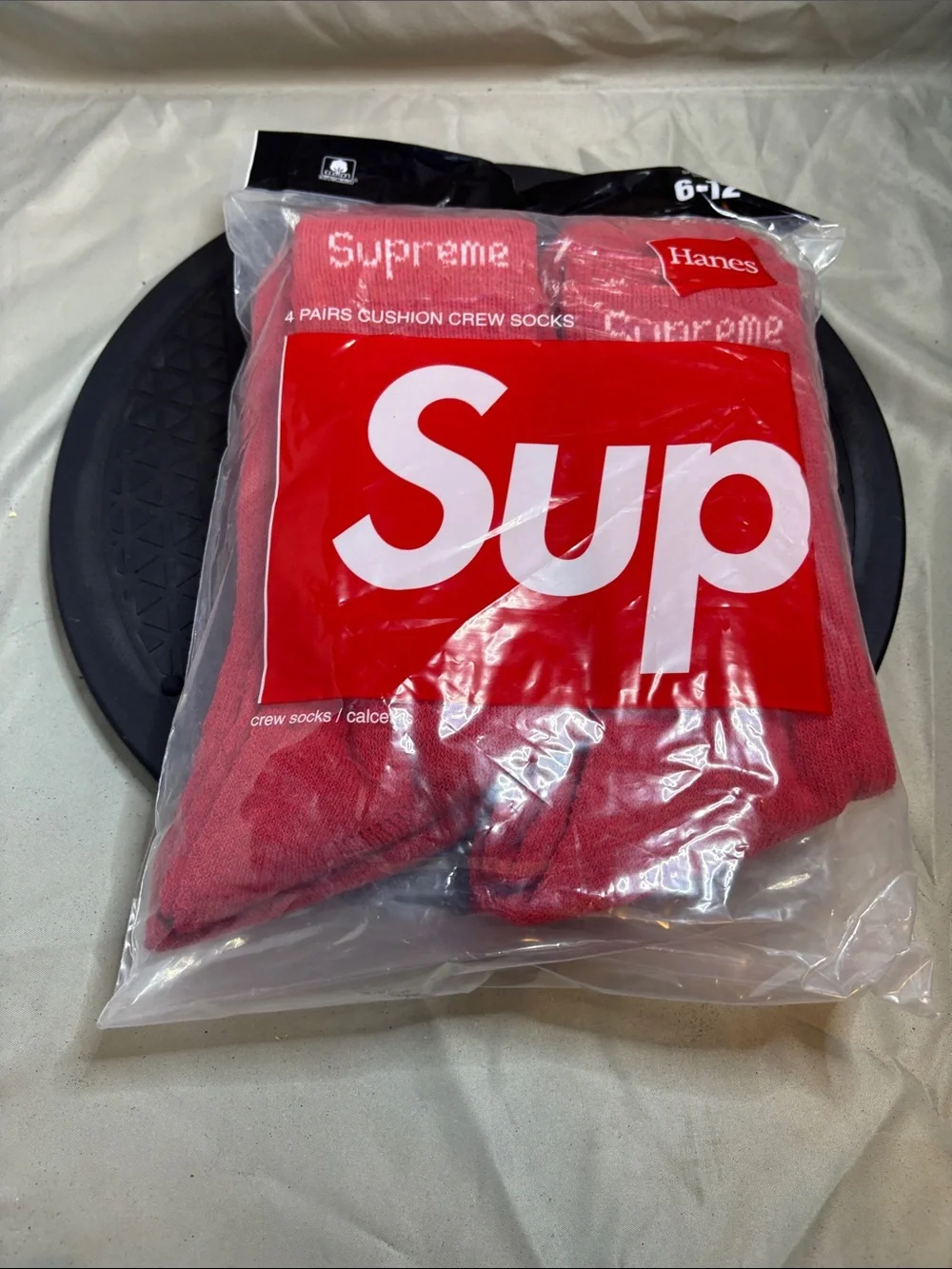 Supreme Red Crew Cushion Socks - 4 Pack